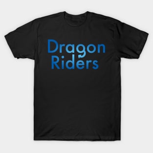 Celestial Outer Space Blue Dragon Riders Text Design T-Shirt